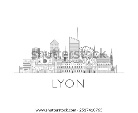 Lyon Skyline cityscape vector illustration