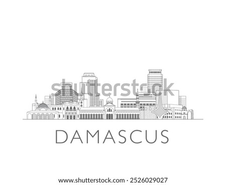 Damascus skyline cityscape vector illustration