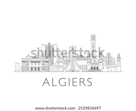 Algiers cityscape line art style vector illustration