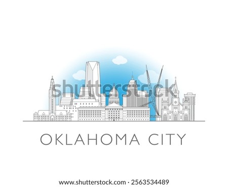 Oklahoma City cityscape illustration skyline drawing