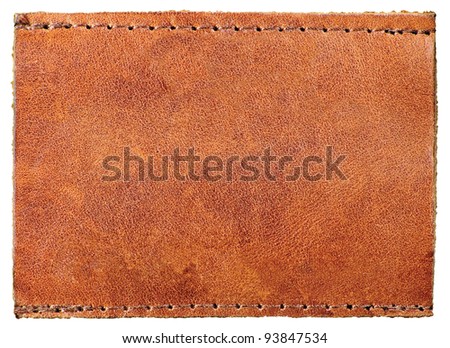 Grunge Blank Natural Leather Label Jeans Tag, Isolated Macro Background