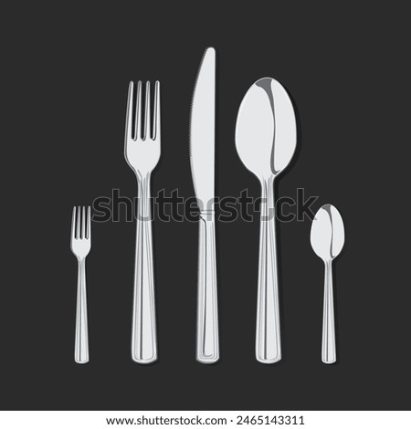 Cutlery Set of Cartoon Forks Spoons and Knife Vector