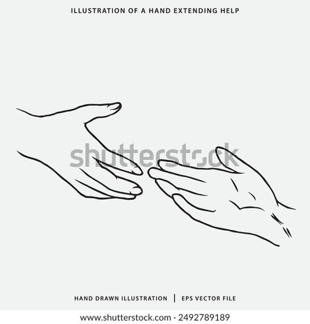 Hand Drawn illustration of a hand extending help