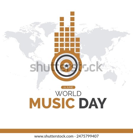 World Music Day, 21 JUNE music day. illustration, typography, simple design. eps file.
