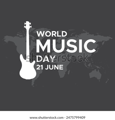World Music Day, 21 JUNE music day. illustration, typography, simple design. eps file.