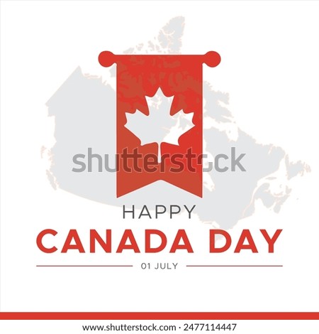 Canada day, 1 July, happy Canada day, maple leaf icon with red background, Canada map, vector illustration,