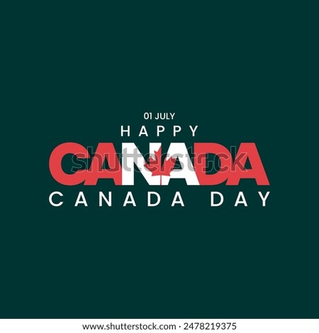 Happy Canada day, happy Canada typography, maple leaf, 01 July, Eps file