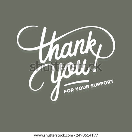 thank you, thanks for your support, thank you greeting card, thank you stock illustration.