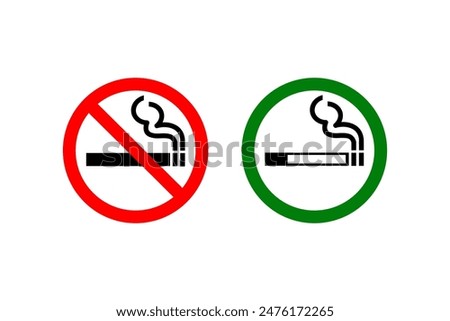 No Smoking and Smoking Attention Signs. Isolated Symbols of Cigarette Restriction Symbols