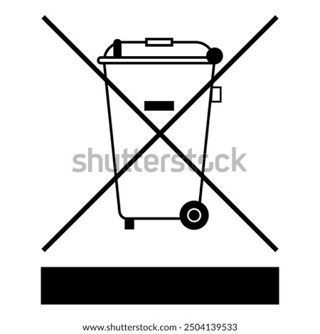 Caution special disposal required icon for packaging and box. Don't throw in the trash bin symbol.  Waste bin electrical and electronic equipment recycling sign . Isolated vector illustration