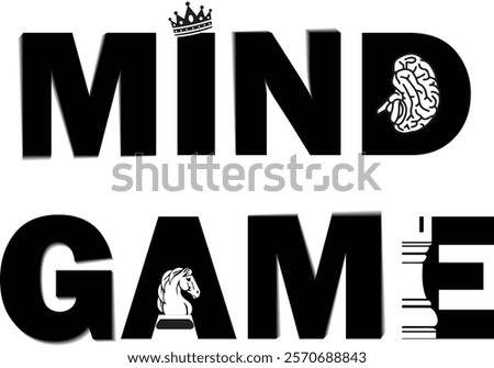 Mind game chess quote typography design with the Knight, the Queen and the Rook. Design element for poster, t-shirt print, banner, advertisement, social media. Chess day!