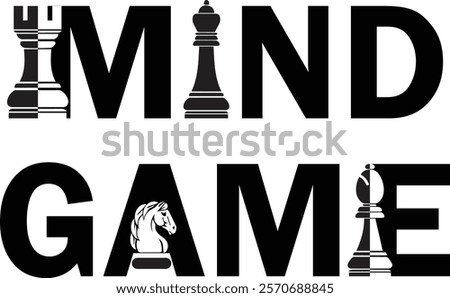 Mind game chess quote creative typography design element for poster, t-shirt print, banner, advertisement, social media. Chess day!