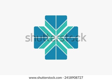 Four Directions Pointing Arrow Icon. Cross in the negative space in center of the four arrow icons. Usable for Company, Corporate, Identity, Business, Brand Logo related cross, medical, health, etc