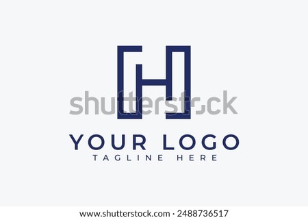 Simple Monogram letter H Square Geometric Vector logo Design Element