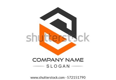 hexagonal letter s geometric logo concept