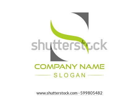 logo letter s square with ribbon swoosh wave