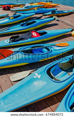 Similar – Image, Stock Photo Goal canoe polo Water