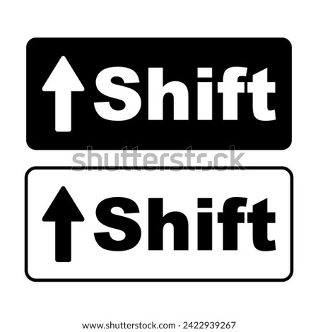 Shift Icon keyboard Button. Set of icons for web. Shift button icon of black and white outline. Isolated vector sign symbol.