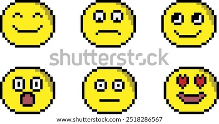 Smile, face, emoji, abstract, bit, 8 bit, vector illustration, 10EPS, pixel pack