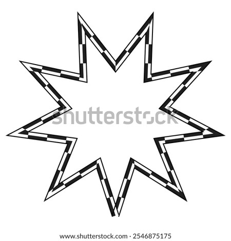 Baha'i nine pointed star. Bahaism hand drawn. Basic vector logo illustration of a nine-pointed star. EPS vector