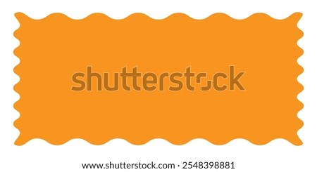 Zigzag wave curve edge frame. Orange background with decorative border. Wavy scalloped rectangle border. Doodle drawn rectangle frame. Funky zigzag design element. EPS Vector