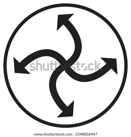 Cyclone Arrows icon. Style is flat circled symbol on white background, black color, rounded angles. EPS Vector