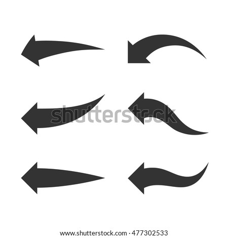 Curved arrow direction pointer icons. Simple, flat style. Graphic vector illustration.