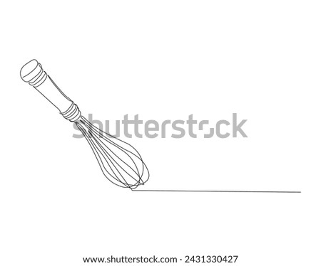 Continuous Line Drawing Of Balloon Whisk. One Line Of Kitchen Tool Ballon Whisk. Whisk Continuous Line Art. Editable Outline.