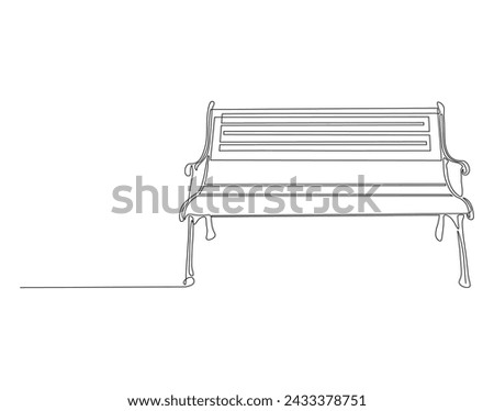 Continuous Line Drawing Of Bench In Park. One Line Of Bench. Bench Park Continuous Line Art. Editable Outline.
