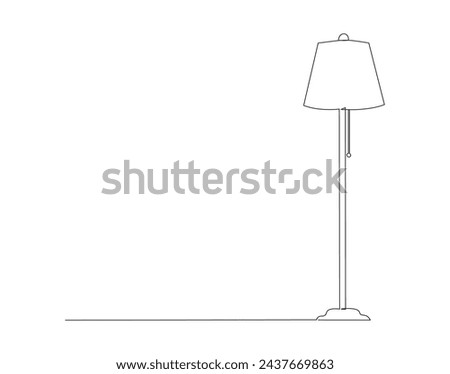 Continuous Line Drawing Of Floor Lamp. One Line Of Standing Lamp For Room. Standing Lamp Continuous Line Art. Editable Outline.