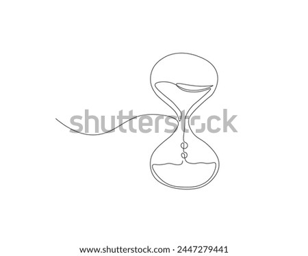 Continuous line drawing of hourglass. One line of hourglass. Hourglass continuous line art. Editable outline.