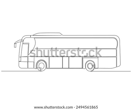 Continuous line drawing of bus. One line drawing illustration of bus transportation. Vehicle, Transportation travel concept line art. Editable outline