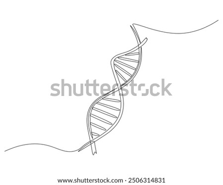 Continuous one line drawing of DNA. Single line drawing illustration of rhino DNA. National science day concept line art. Editable outline