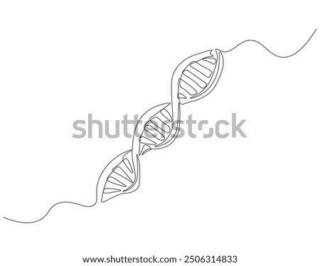 Continuous one line drawing of DNA. Single line drawing illustration of rhino DNA. National science day concept line art. Editable outline