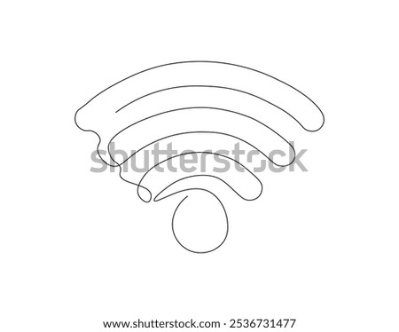 Continuous one line drawing of Wi-Fi signal. One line drawing illustration of internet signal hotspot. Internet, network, wireless concept line art. Editable outline