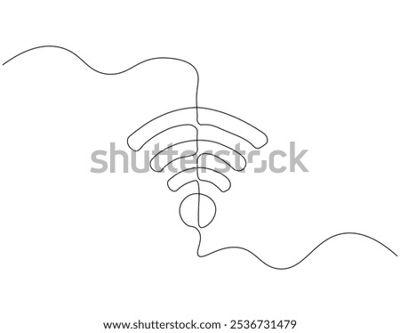 Continuous one line drawing of Wi-Fi signal. One line drawing illustration of internet signal hotspot. Internet, network, wireless concept line art. Editable outline