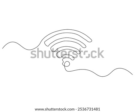 Continuous one line drawing of Wi-Fi signal. One line drawing illustration of internet signal hotspot. Internet, network, wireless concept line art. Editable outline