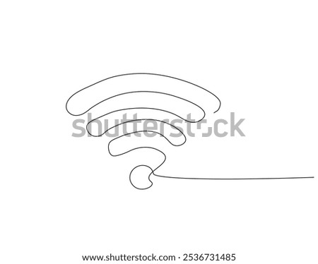 Continuous one line drawing of Wi-Fi signal. One line drawing illustration of internet signal hotspot. Internet, network, wireless concept line art. Editable outline