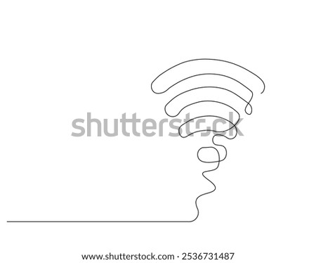 Continuous one line drawing of Wi-Fi signal. One line drawing illustration of internet signal hotspot. Internet, network, wireless concept line art. Editable outline