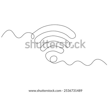 Continuous one line drawing of Wi-Fi signal. One line drawing illustration of internet signal hotspot. Internet, network, wireless concept line art. Editable outline