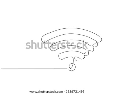 Continuous one line drawing of Wi-Fi signal. One line drawing illustration of internet signal hotspot. Internet, network, wireless concept line art. Editable outline