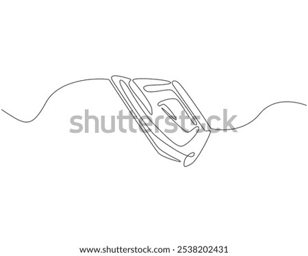 Continuous one line drawing of iron. One line drawing illustration of modern iron laundry. Home appliances concept single line. Editable outline