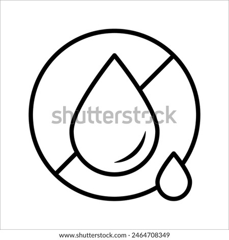 Drop slash, No water, No humidity, Water drought concept vector icon in line style design for website design, app, UI, isolated on white background. 