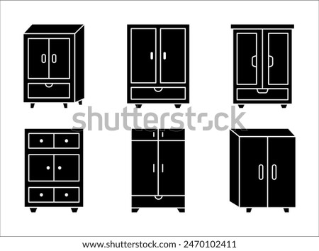 Cupboard furniture line icon set. linear style sign for mobile concept and web design. Cabinet, closet outline vector icon. Symbol, logo illustration.