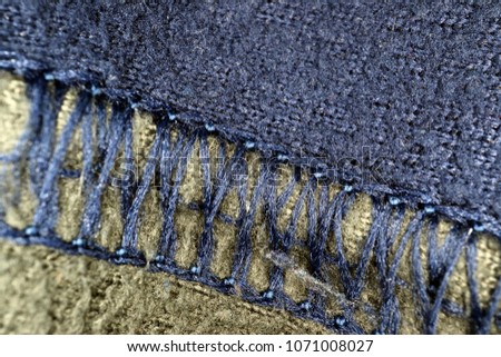 Similar – Image, Stock Photo Darned and sewn up. Torn safety net, which is makeshift patched with string.