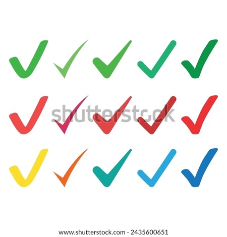 Set of Check Marks Multiple Colours