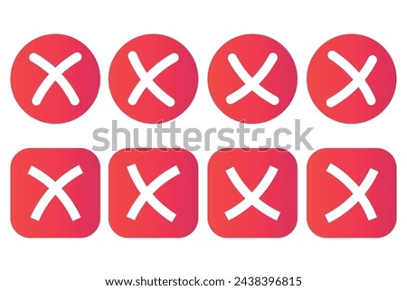 Cross mark, circle and squares icon vector.
