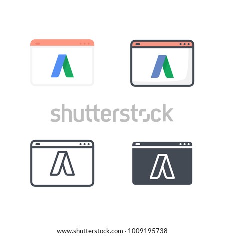 Adwords Flat Colored Line Silhouette Icon Vector