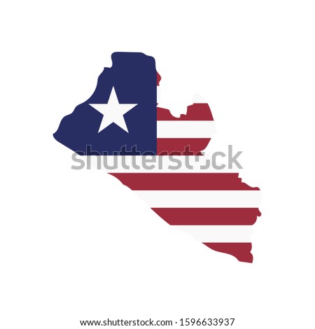 Liberia Flag country of Africa, African map illustration, vector isolated on white background