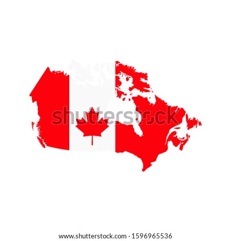 Canada Flag country of America, American map illustration, vector isolated on white background